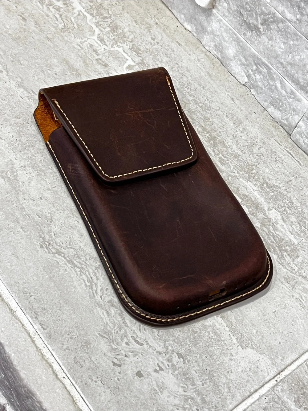 Leather Phone Pouch Case - Brown